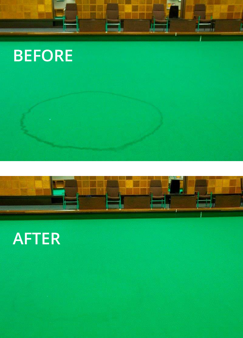 Cleaning a indoor bowls green carpet